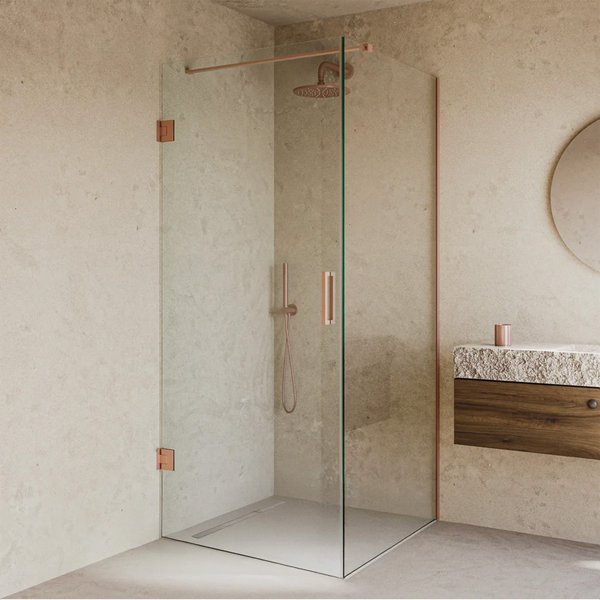 Saniclear Modern Copper douchecabine 100x80 met 80cm deur geborsteld koper