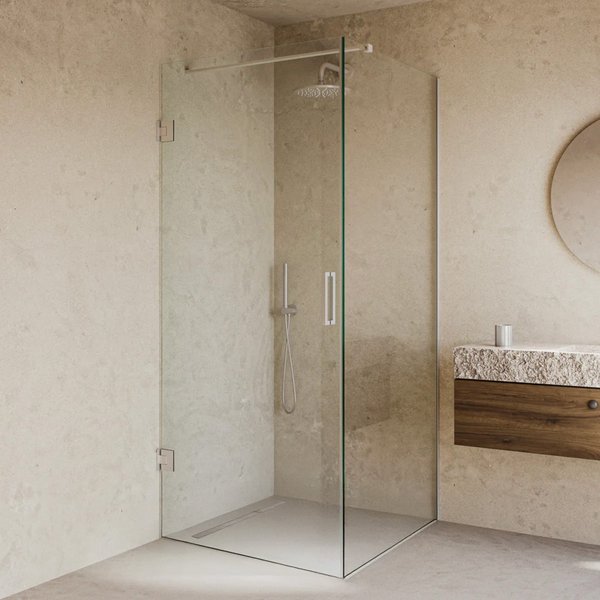 Saniclear Modern douchecabine 100x80 met 80cm deur anti-kalk RVS