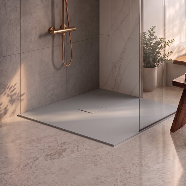 Saniclear Naxos SMC douchebak stone-look 90x90cm grijs mat