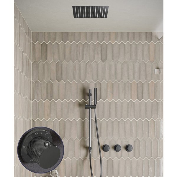Saniclear Plus Curved inbouw regendouche met inbouw douchekop 30x30cm, glijstang en staafhanddouche verouderd ijzer - gunmetal