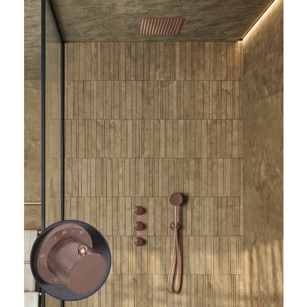 Saniclear Plus Curved inbouw regendouche met inbouw douchekop 30x30cm geborsteld koper