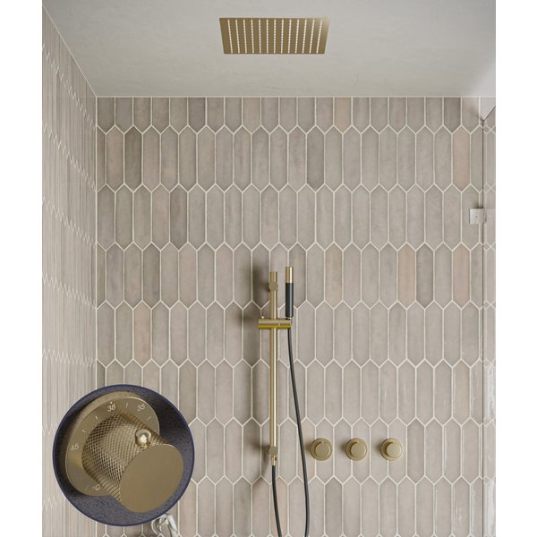 Saniclear Plus Curved Pro inbouw regendouche met inbouw douchekop 30x30cm, glijstang en staafhanddouche geborsteld messing - mat goud