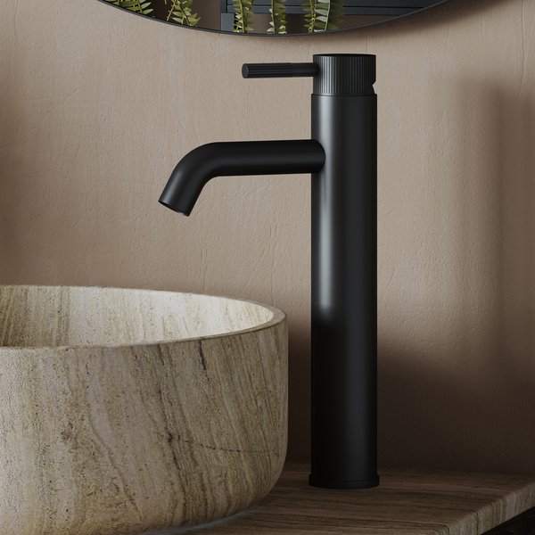 Saniclear Plus Stripes hoge wastafelkraan zwart mat