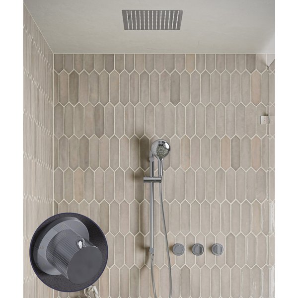 Saniclear Plus Stripes inbouw regendouche met inbouw douchekop 30x30cm, glijstang en 2 standen handdouche chroom