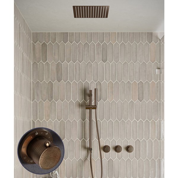 Saniclear Plus Stripes inbouw regendouche met inbouw douchekop 30x30cm, glijstang en staafhanddouche verouderd messing