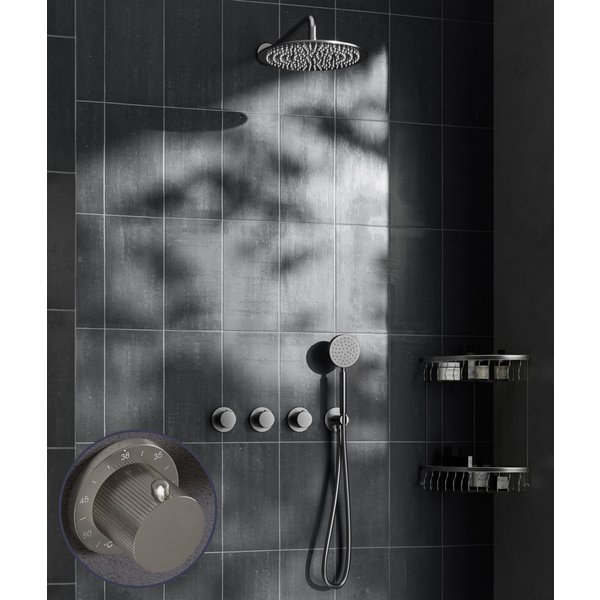 Saniclear Plus Stripes inbouw regendouche met 30cm hoofddouche en muurarm RVS