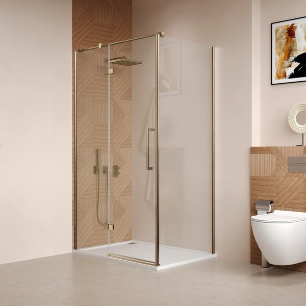 Saniclear Pure douchecabine 130x90cm verouderd messing
