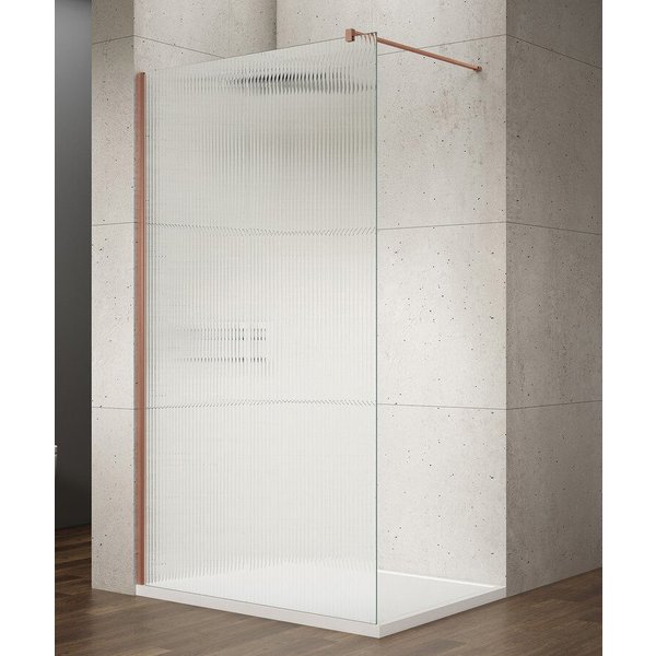 Saniclear Ridge inloopdouche 80x200cm ribbelglas geborsteld koper