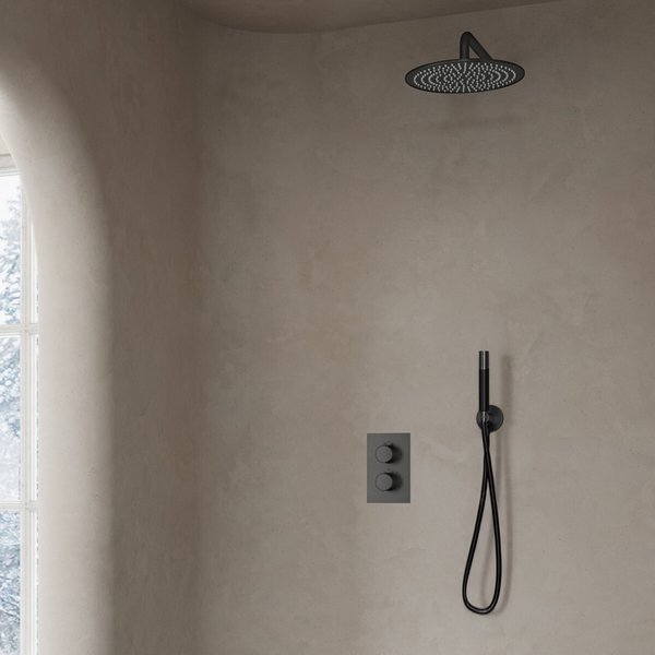 Saniclear Iron Pro inbouw regendouche met wandarm en 20cm hoofddouche verouderd ijzer - gunmetal