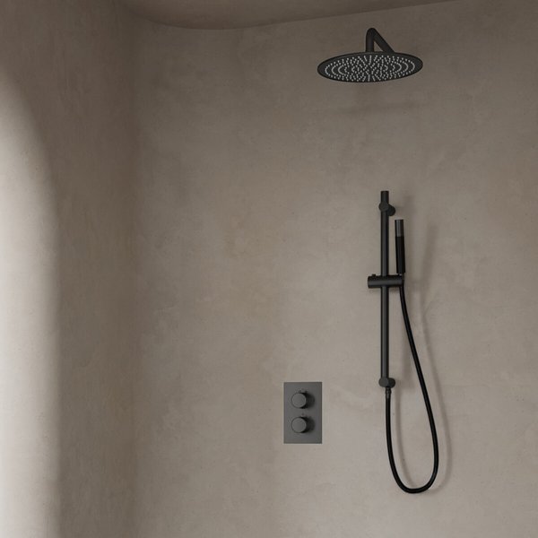 Saniclear Iron Pro inbouw regendouche met wandarm, 20cm hoofddouche en glijstang verouderd ijzer - gunmetal