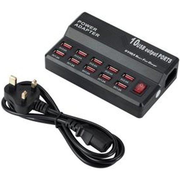 10-Port USB Smart Charging Station for Multiple Devices