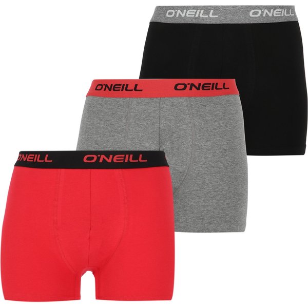 Herren einfarbige Boxershorts aus Baumwolle - Bitter Sweet / Mittelgrau Mel - M - 3 Paar