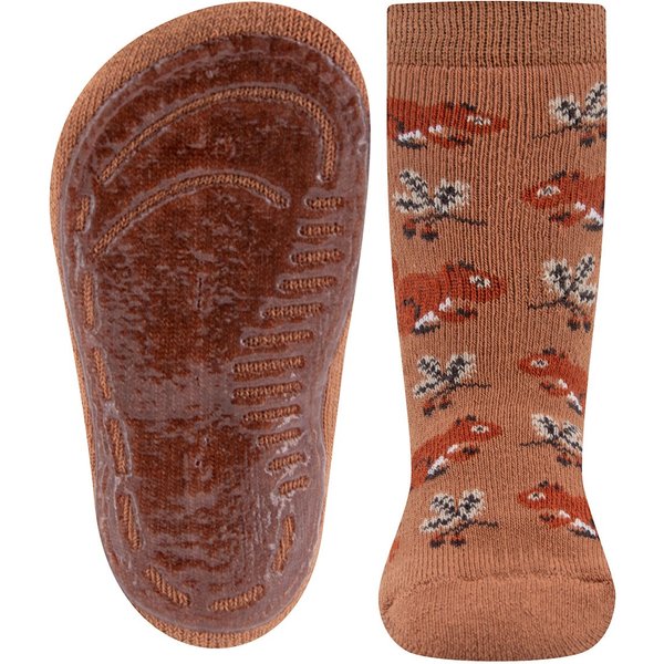 Kindersocken mit Antirutsch-Effekt und Eichhörnchen-Druck - Hell Nougat - 18-19
