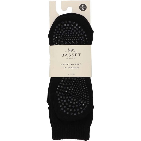 Dames pilates quartersokken met antislip - Black - 35-38 - 2 paar