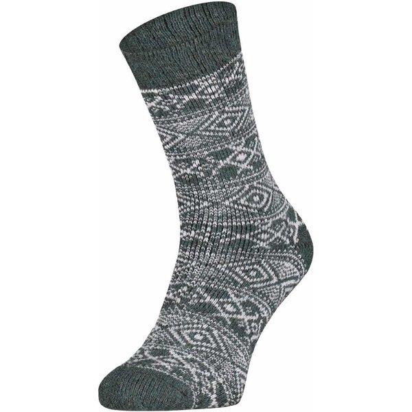 Dicke Wollsocken mit norwegischem Muster – Flaschengrün – 39-42