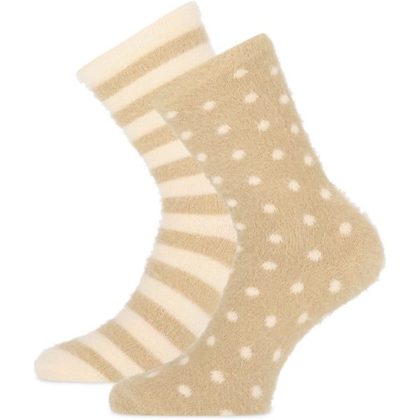 homesocks flauschige Punkte Streifen – Sand