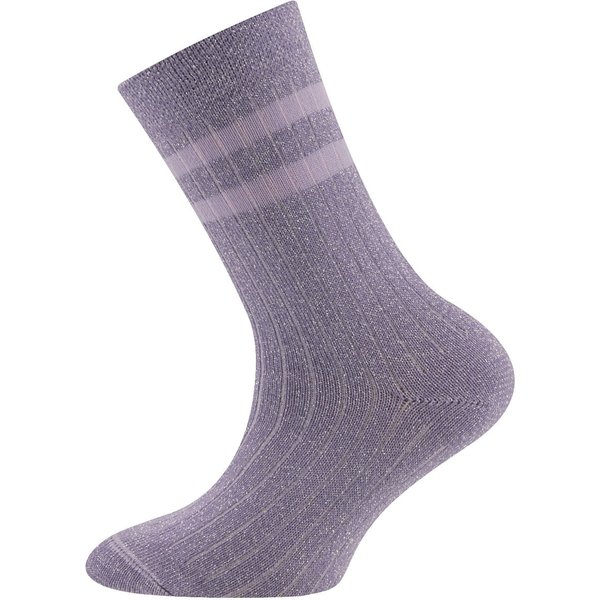Kinder- und Damensocken aus Baumwolle mit Rippung und Glitter – Lila – 31-34