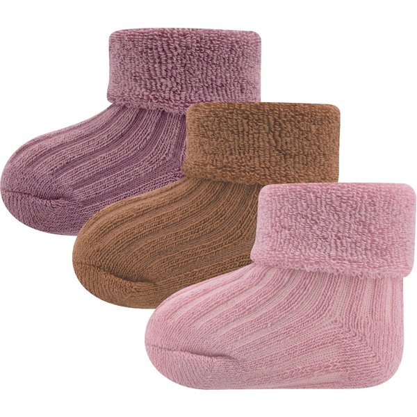 Babystrümpfe mit Umschlag Ripp – Dusty Rose
