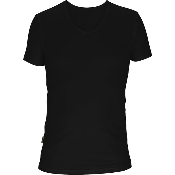 T-Shirt V-Ausschnitt Basset Bambus – Schwarz – L