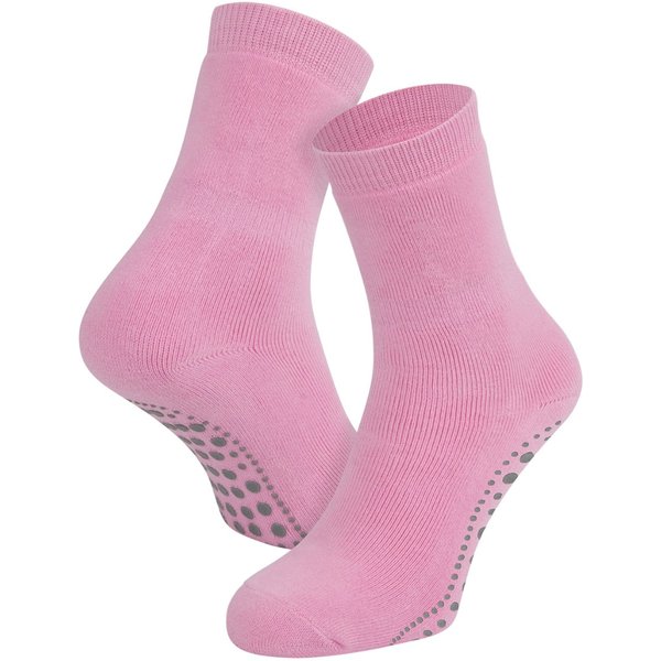 Rutschfeste Kindersocken aus Baumwolle – Hellrosa – 18-19