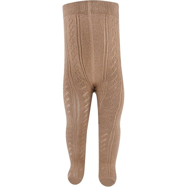 Kinderstrumpfhose aus Baumwolle Ajour – Camel – 80-86