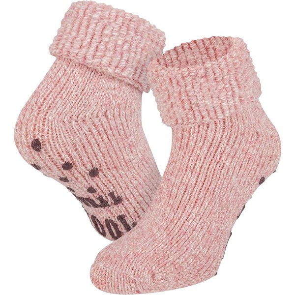 Wollene Damen Haussocken mit rutschfester Sohle – Antikes Rosa – 39-42