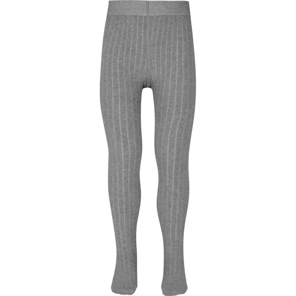 Ripp-Strumpfhose aus Baumwolle – Grau melange – 134-146