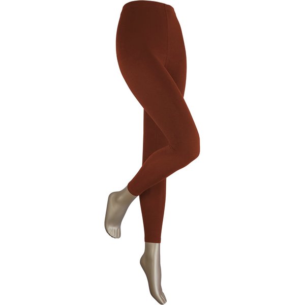 Lange Damenleggings aus Baumwolle – Mittelbraun – L-XL