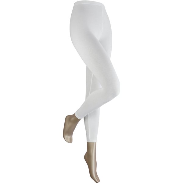 Lange Damenleggings aus Baumwolle – Weiß – S-M