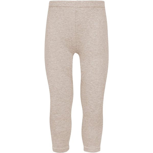 Lange Kinderleggings aus Baumwolle – Beige Melange – 92-98
