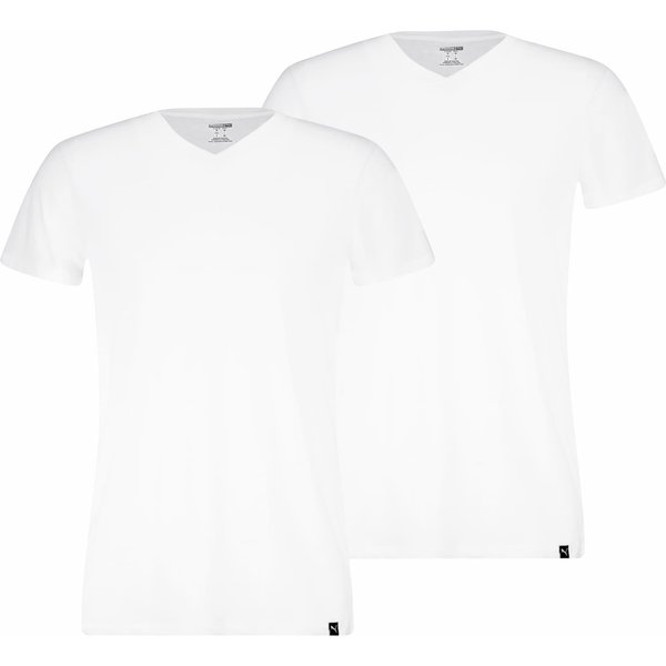 Alltags V-Ausschnitt T-Shirt 2er-Pack – Weiß – M