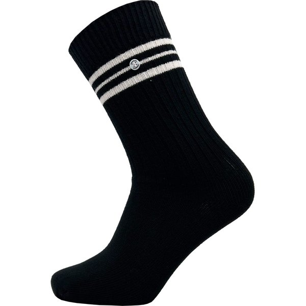 Unisex Rippstrumpf mit Streifen schwarz – Black – 36-40