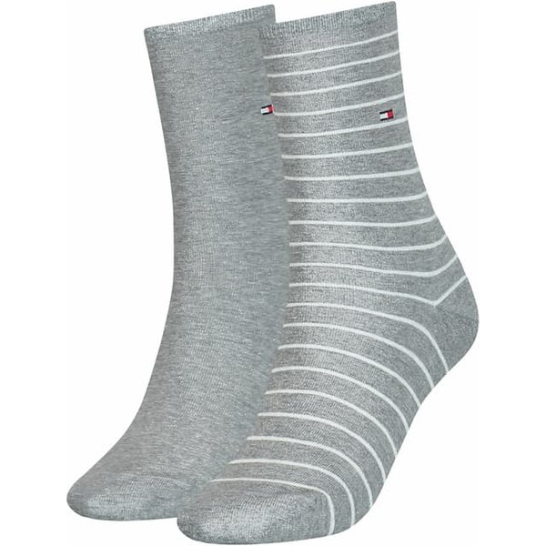 Tommy Hilfiger dames sokken 2-pack small stripe – Grey melange – 35-38
