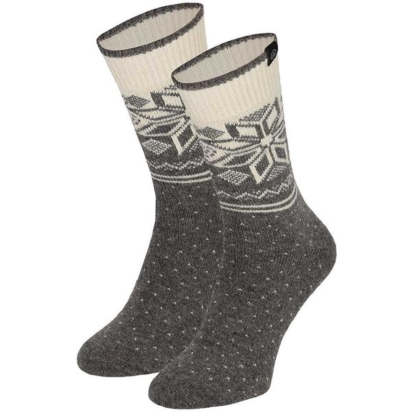 Wollen heren sokken met noors patroon – Grey melange – 39-42