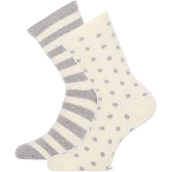 homesocks fluffy dots stripes – Light grey