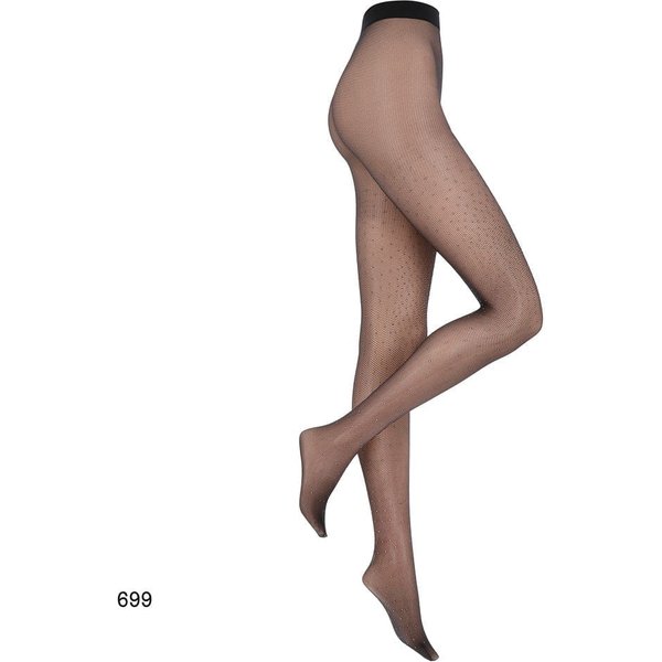 MM visnet panty met zilveren stippen – L-XL