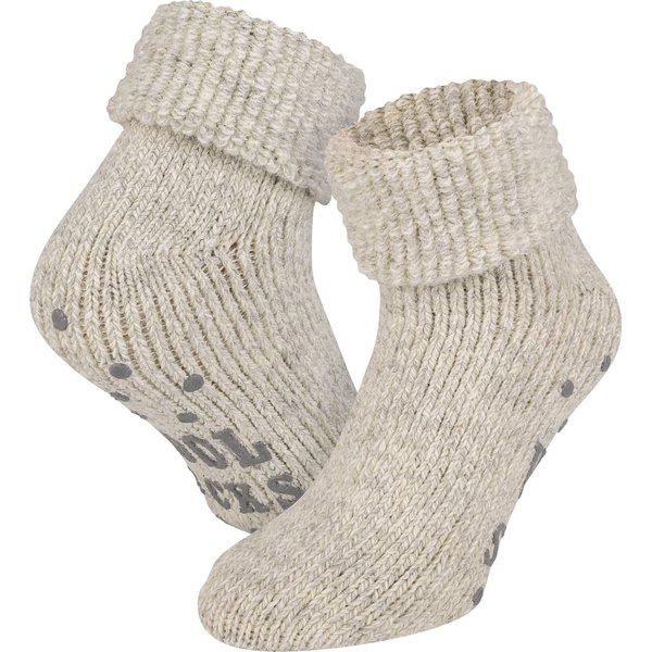 Wollen dames huissokken met antislip – Ecru – 39-42