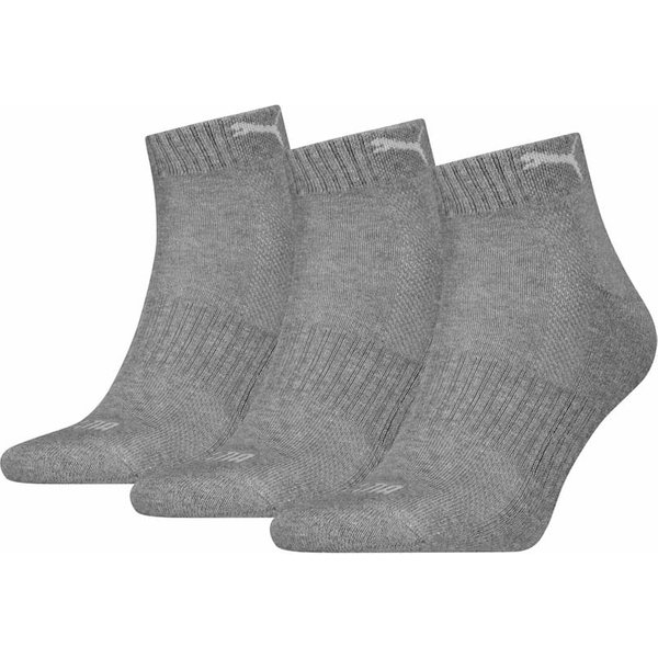 Unisex quartersokken met badstof zool 3 pack – Grey melange – 35-38