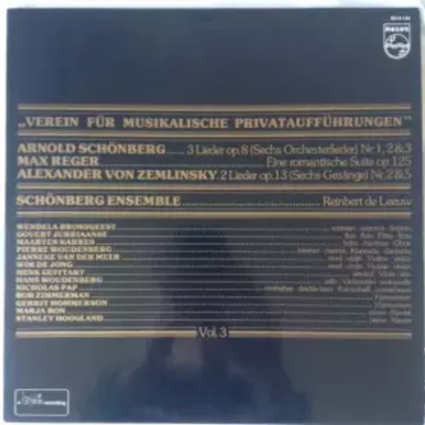 Verein Für Musikalische Privataufführungen, Vol. 3 - Arnold Schoenberg, Alexander Von Zemlinsky, Max Reger, Schönberg Ensemble, Reinbert de Leeuw