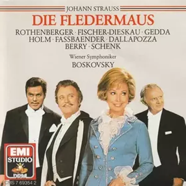 Die Fledermaus - Johann Strauss Jr., Nicolai Gedda, Wiener Symphoniker, Dietrich Fischer-Dieskau, Brigitte Fassbaender, Walter Berry, Willi Boskovsky, Adolf Dallapozza, Anneliese Rothenberger, Renate Holm, Otto Schenk