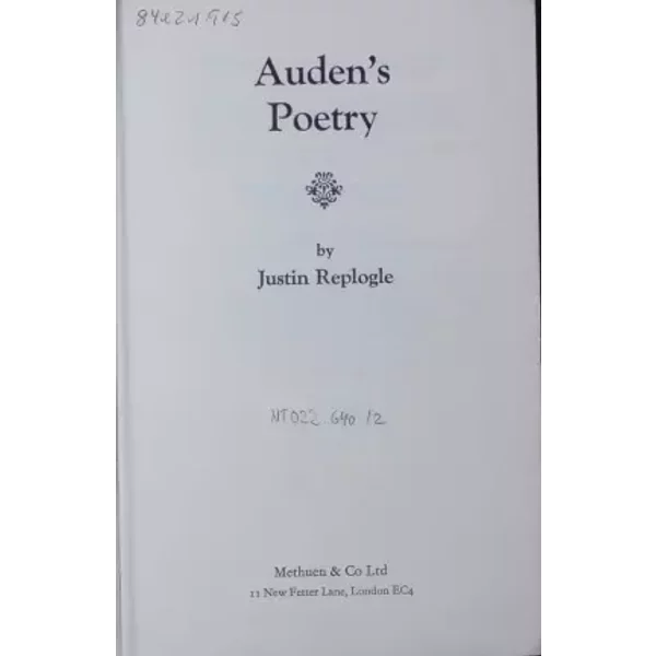 Auden's Poetry - Justin Replogle
