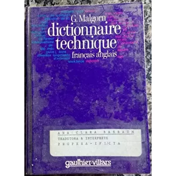 Dictionnaire Technique Francais Anglais - Malgorn-image