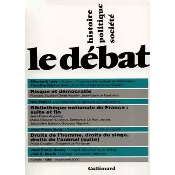 Le Débat, numéro 109, mars-avril 2000 - Collectif