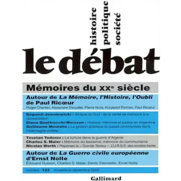 Le Débat, numéro 122 : Mémoires du 20e siècle - Collectifs