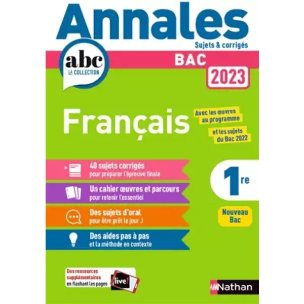 Annales Abc Du Bac 2023 - FrançAis 1Re - Sujets Et CorrigéS - Enseignement Commun PremièRe - Epreuve Finale Bac 2023 - Anne Cassou-NoguèS, Delphine Fradet, SéLéNa HéBert, Florence Renner-image
