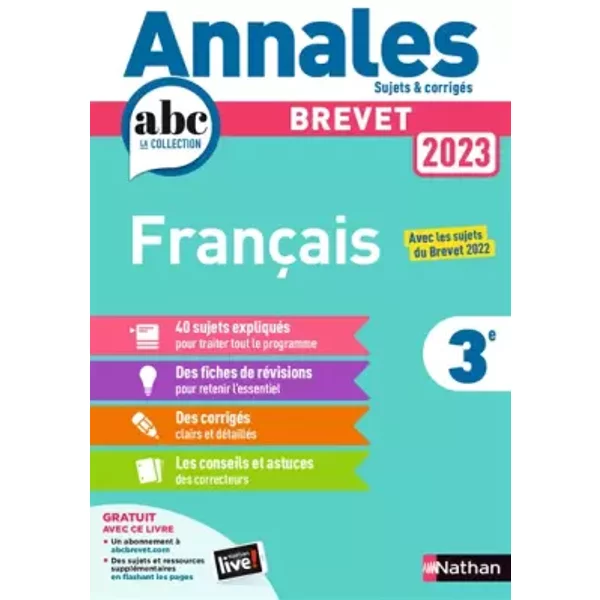 Annales ABC Du Brevet 2023 - FrançAis 3E - Sujets Et CorrigéS + Fiches De RéVisions - Thomas Bouhours-image