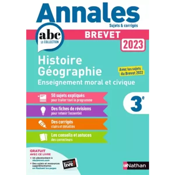 Annales Abc Du Brevet 2023 - Histoire-GéOgraphie-Emc 3E - Sujets Et CorrigéS + Fiches De RéVisions - GréGoire Pralon, Laure Genet, Pascal JéZéQuel-image