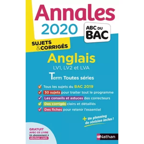 Annales ABC Du Bac 2020 Anglais Term Toutes SéRies - Sylvie LéGer, Virginie Plessis, Sarah Davis, Paola Dos Santos-image