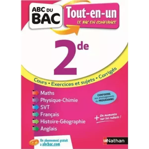 Abc Du Bac Tout-En-Un 2De - FrançOise Cahen, FrançOise Cahen-Pinon, Anne-Laure Delord, Jean-Luc Dianoux, Muriel Dorembus, Pierre-Marie Imbert, Garance Kutukdjian, Sylviane Laffite, FréDéRic LalevéE, GenevièVe Ponsonnet, Alain Rajot, Ghislaine Zaneboni-image