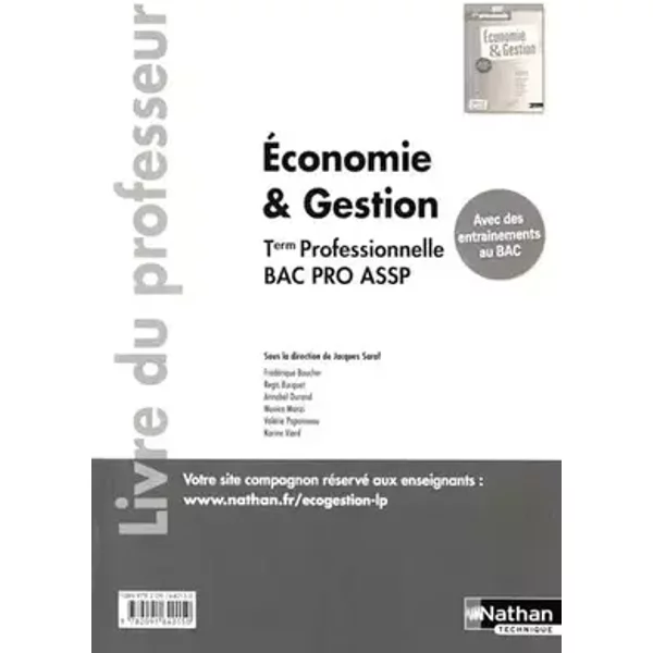 Economie & Gestion Tle Bac Pro ASSP: Livre du professeur - Jacques Saraf, Collectif